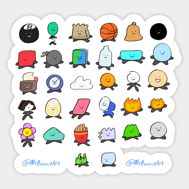 Bfdi All Contestants Pack Part 1 Bfb Sticker Teepublic 9794